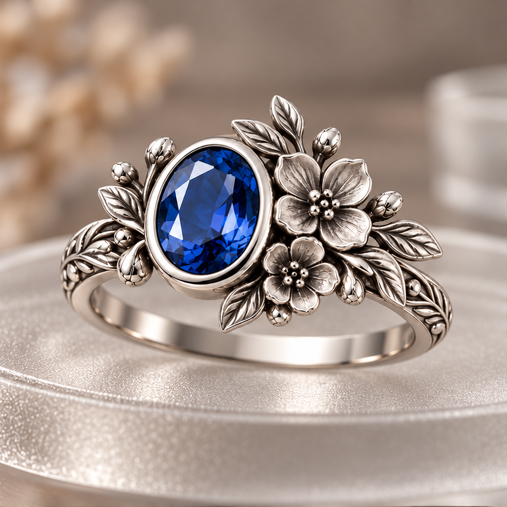 Sapphire Blossom Ring