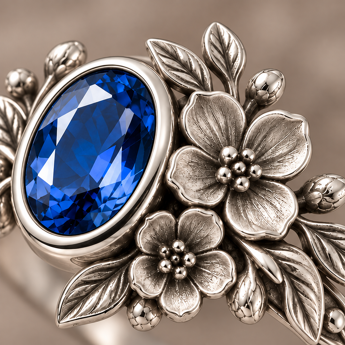 Sapphire Blossom Ring