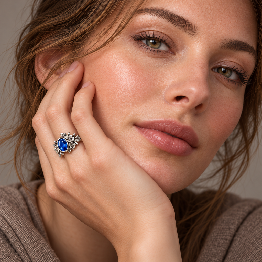 Sapphire Blossom Ring