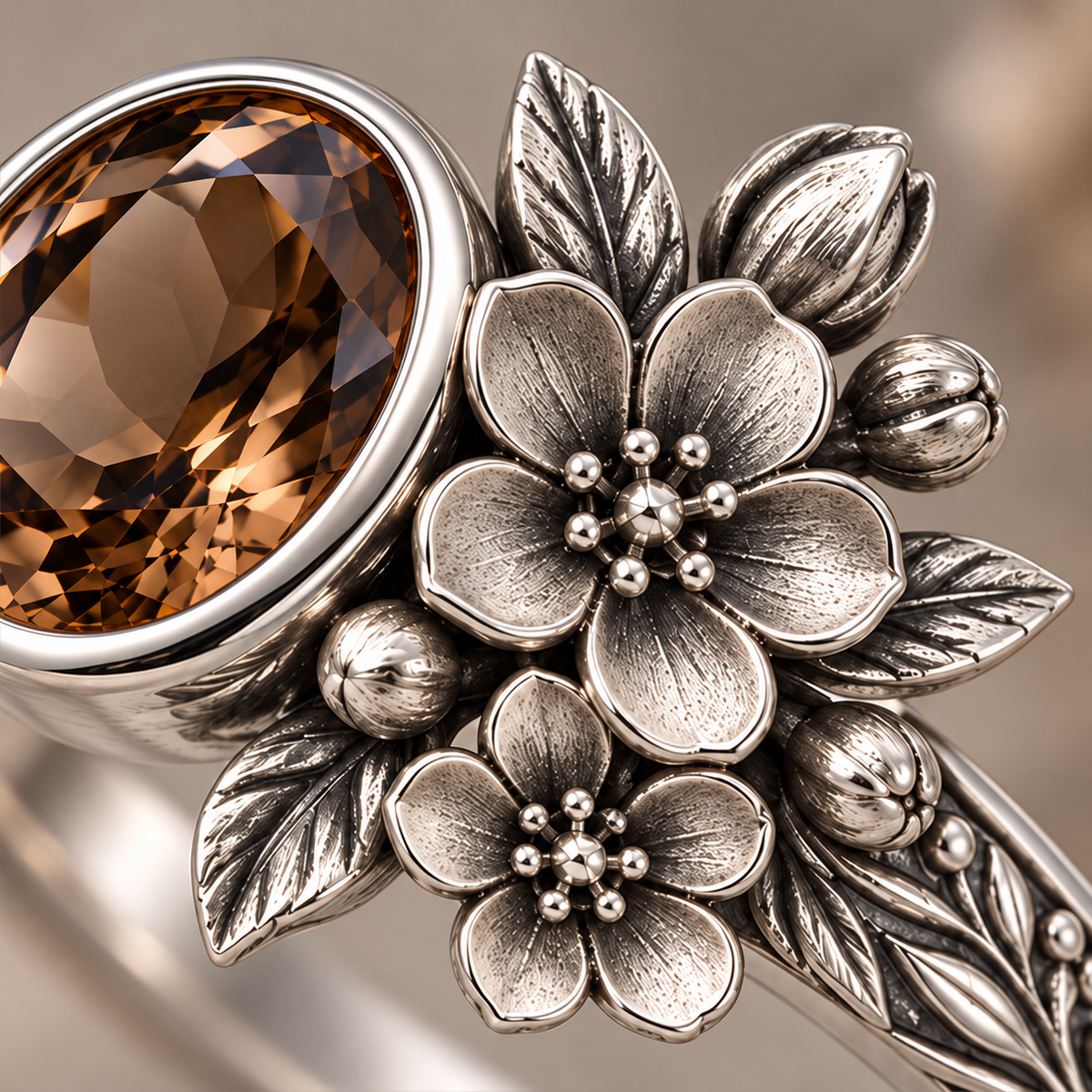 Smoky Blossom Ring