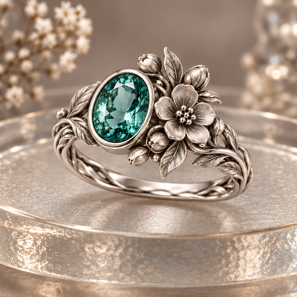 Emerald Blossom Ring