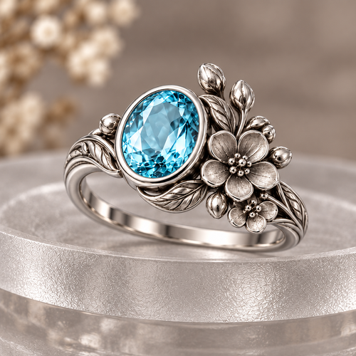 Azure Bloom Ring