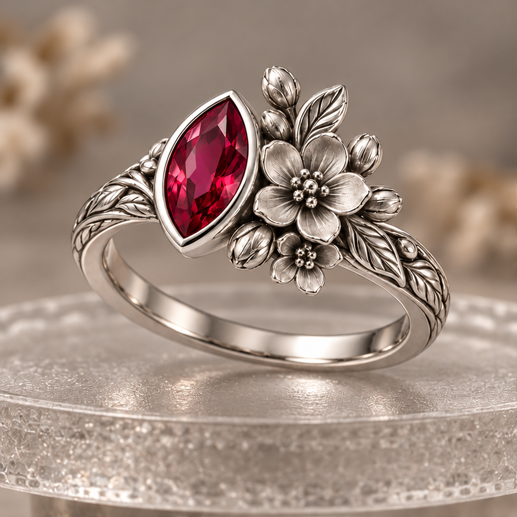 Ruby Blossom Ring