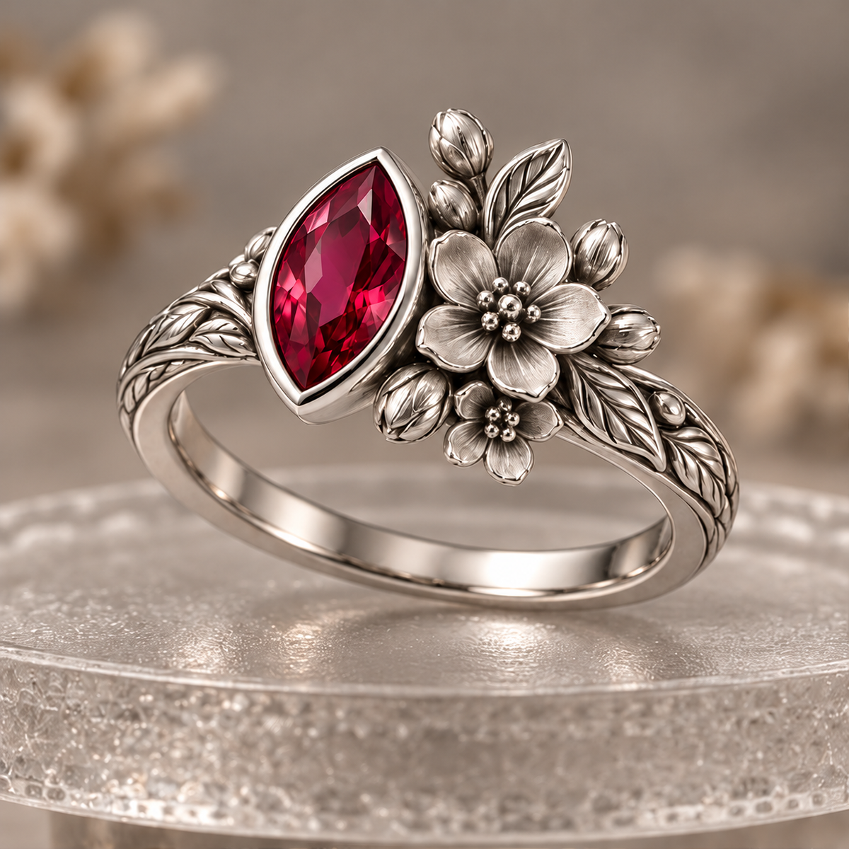 Ruby Blossom Ring
