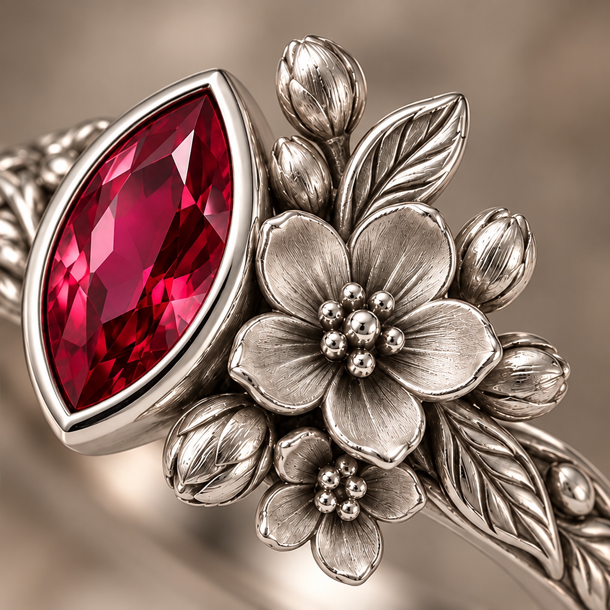 Ruby Blossom Ring