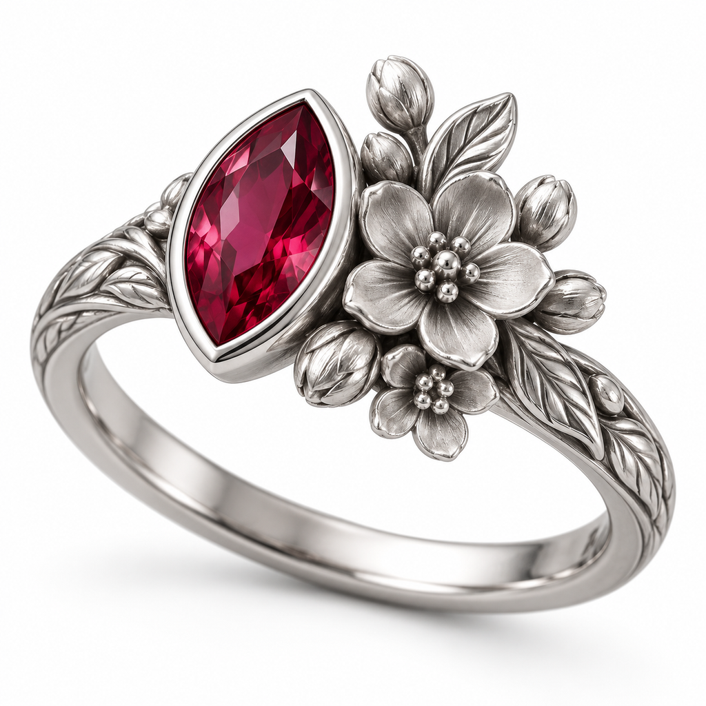 Ruby Blossom Ring
