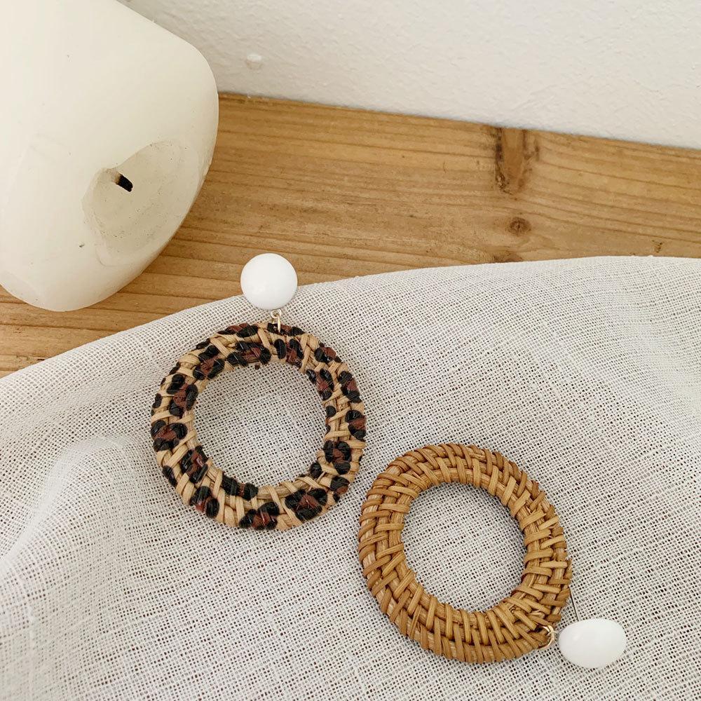 Leopard Print Fashion Hand Woven Earrings