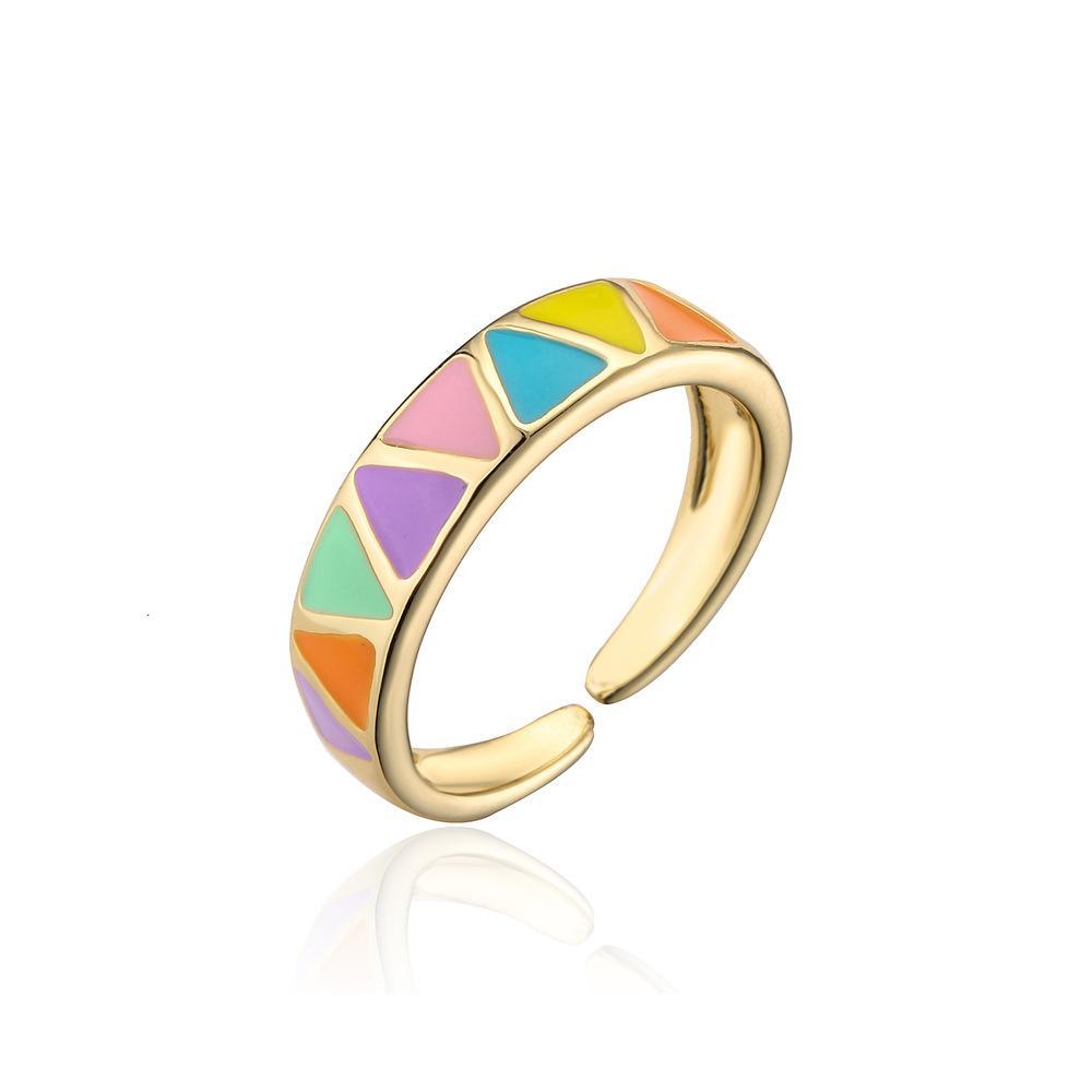 Personalized colour Oil Dripping Geometric Opening Ring