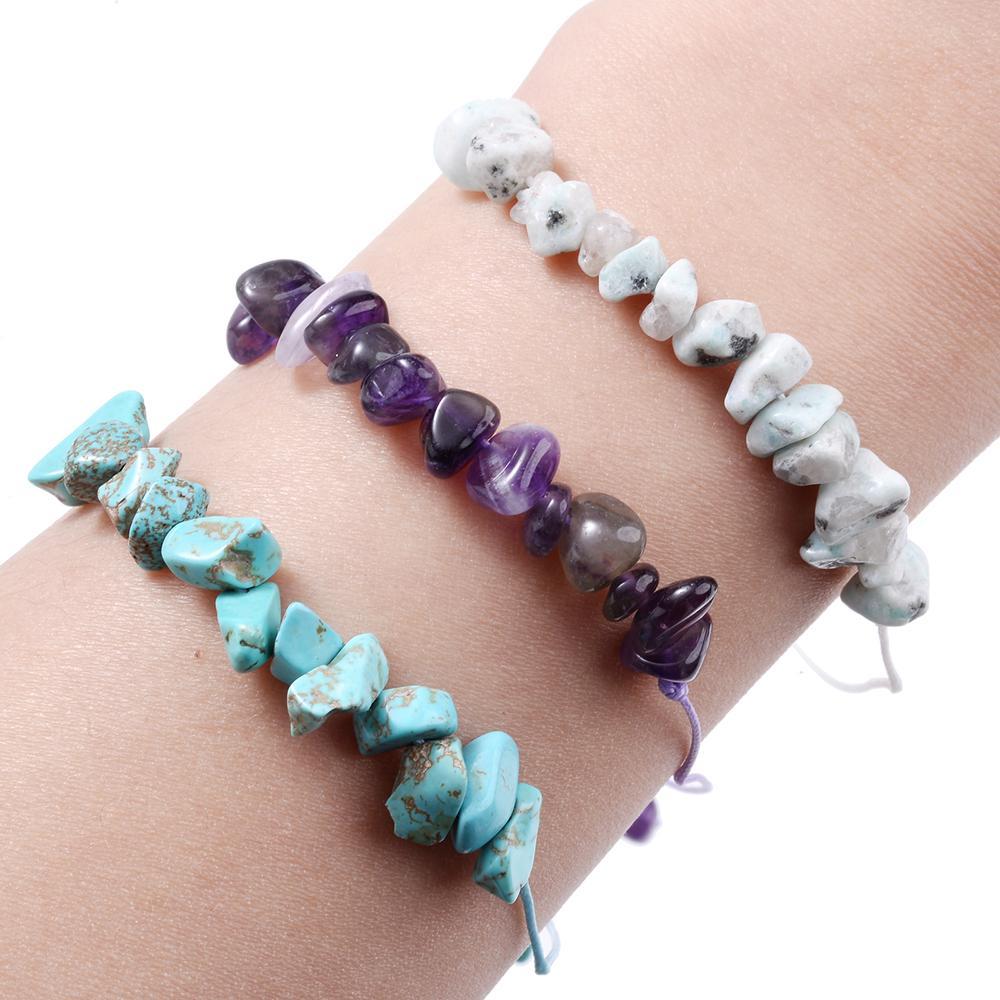 Irregular Natural Stone Crystal Beads Stretch Bracelet