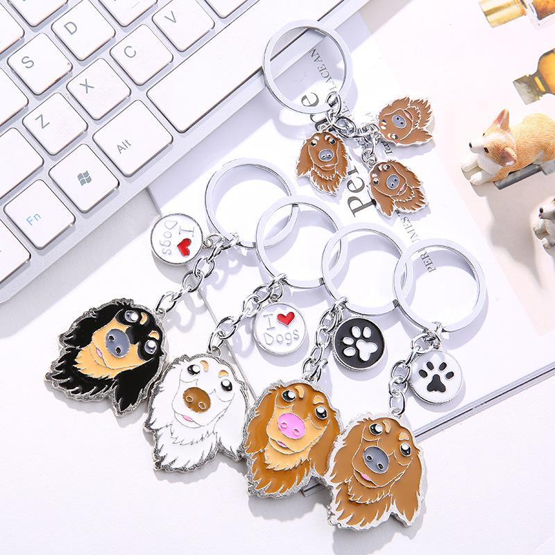 Pet Dog Painted Zinc Alloy Keychain