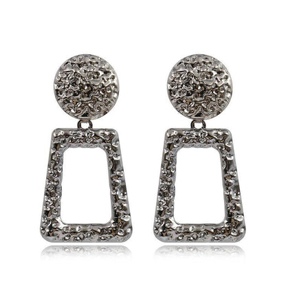 New Embossed Geometric Irregular Embossed Metal Women's Earrings