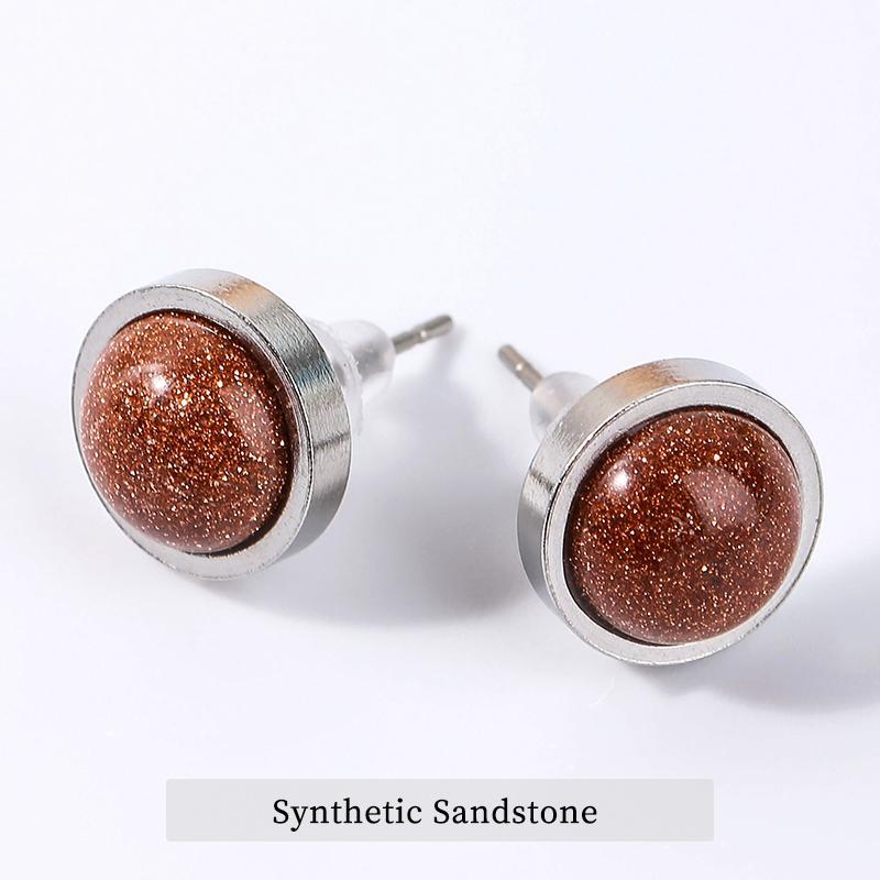 Handmade Lovely 10mm Natural Stone Stud Earrings