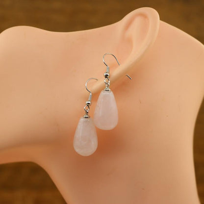 Natural Stone Quartz Tear Water Drop Hook Earring