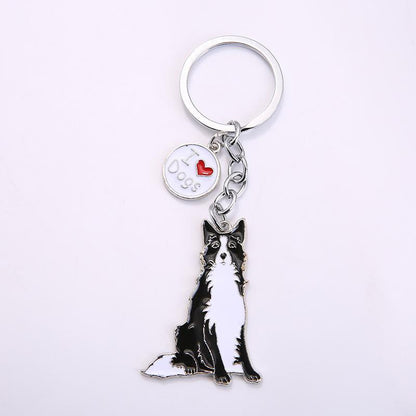 Pet Dog Painted Zinc Alloy Keychain