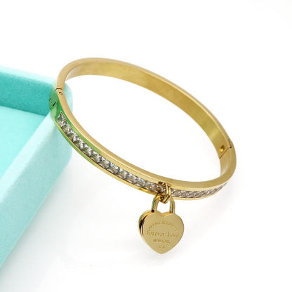 Heart Shape Titanium Steel Plating Bangle