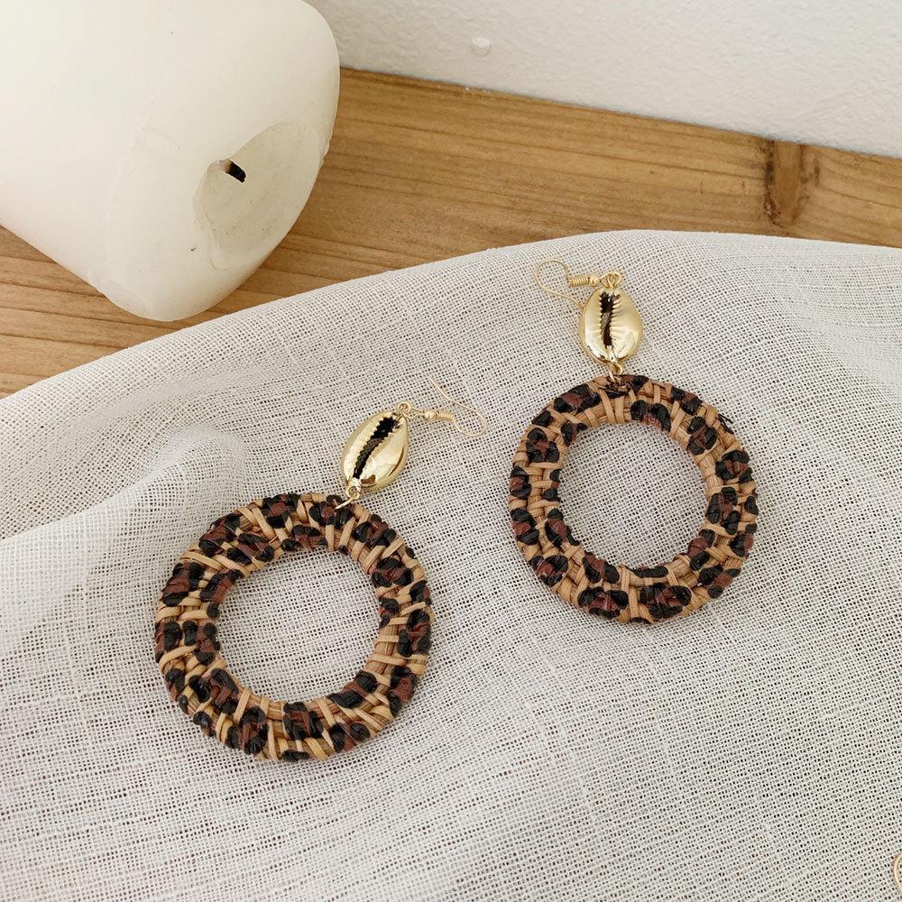 Leopard Print Fashion Hand Woven Earrings