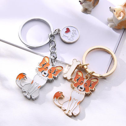 Multicolour Pet Dog Painted Zinc Alloy Keychain