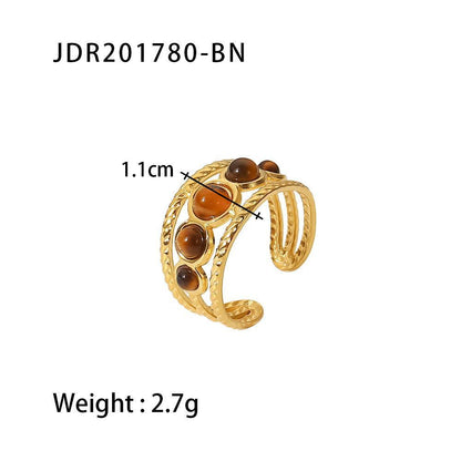 Retro Irregular Gems Do Not Fade Stainless Steel Open Ring