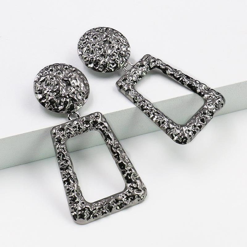 New Embossed Geometric Irregular Embossed Metal Women's Earrings