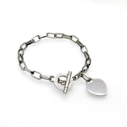 Heart Shape Titanium Steel Plating Bangle