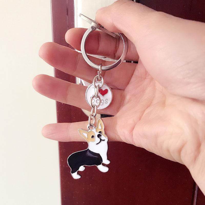 Multicolour Pet Dog Painted Zinc Alloy Keychain