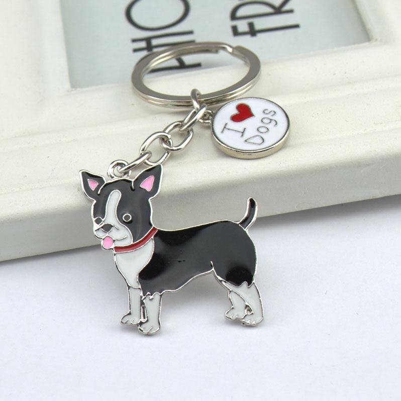 Pet Dog Painted Zinc Alloy Keychain