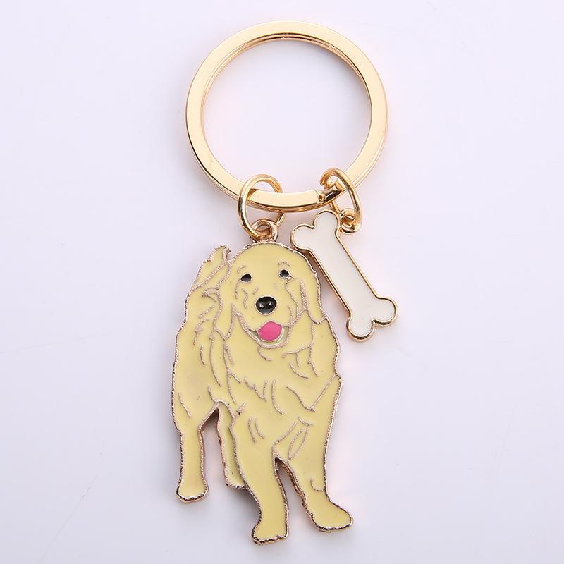 Pet Dog Painted Zinc Alloy Keychain