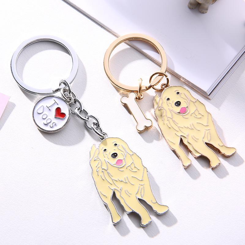 Pet Dog Painted Zinc Alloy Keychain