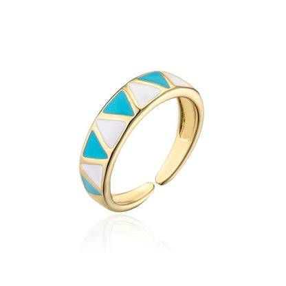 Personalized Color Oil Dripping Geometric Opening Ring