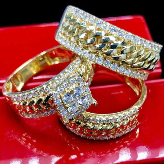 Fashion Jewelry Gold colour 3 pcs /Set Wedding Ring