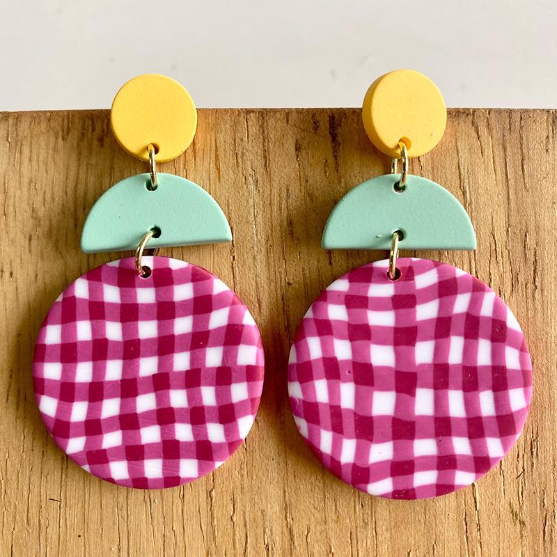 Handmade Soft Pottery Striped Polymer Clay Earrings