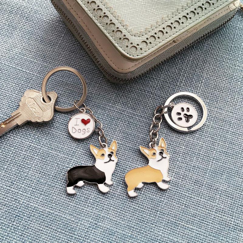 Pet Dog Painted Zinc Alloy Keychain