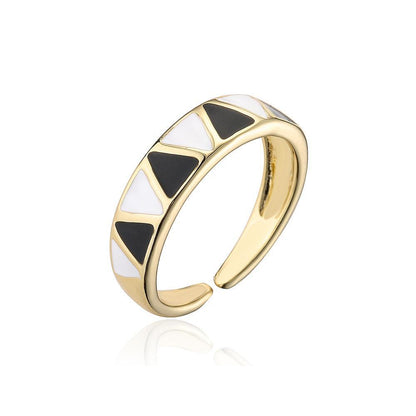 Personalized Color Oil Dripping Geometric Opening Ring