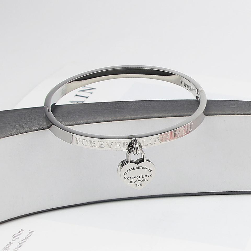 Heart Shape Titanium Steel Plating Bangle