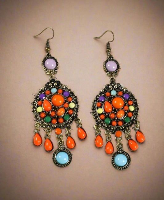 Multi-style Retro National Style Contrast Colorful Earrings