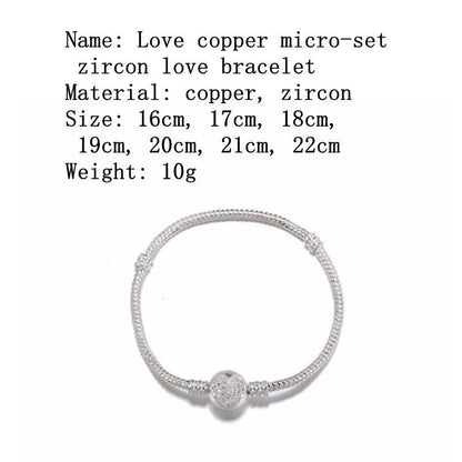 DIY love copper micro setting Zircon Bracelet
