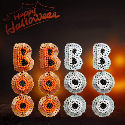 Punk Style Hand Woven Letter Sequins Halloween Earrings