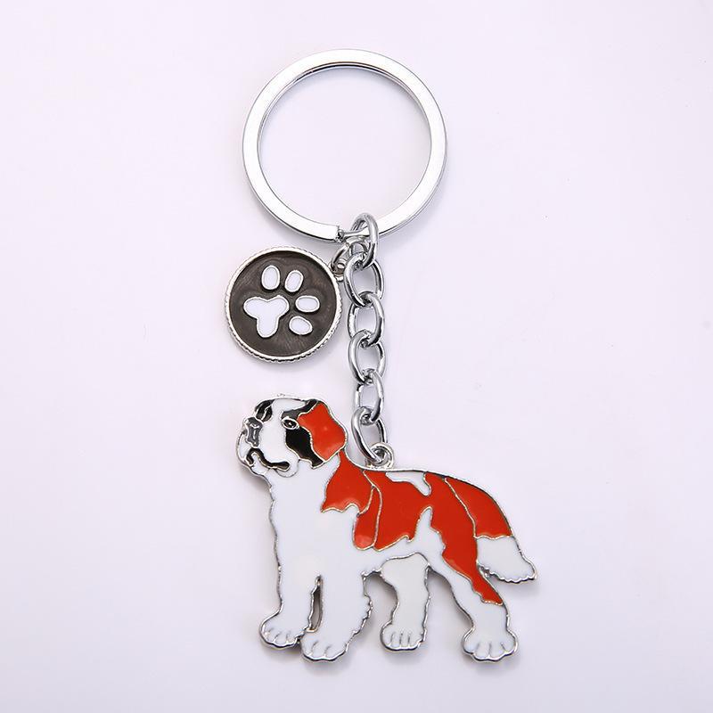 Pet Dog Painted Zinc Alloy Keychain