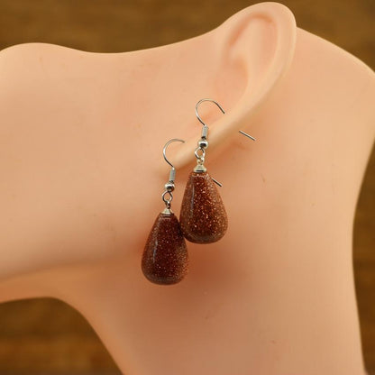 Natural Stone Quartz Tear Water Drop Hook Earring