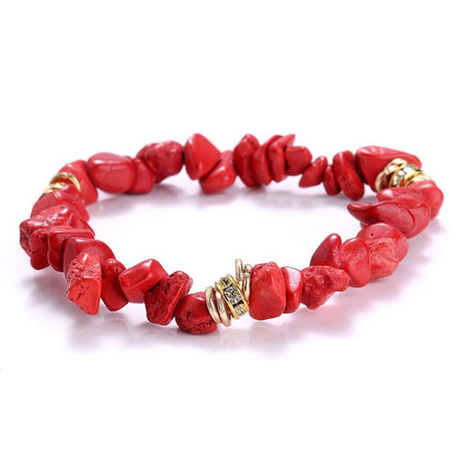 Irregular Natural Stone Crystal Beads Stretch Bracelet