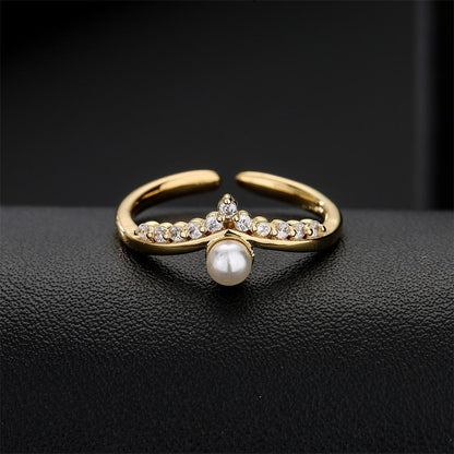 New Fashion Zircon Gold colour Geometric Open Ring