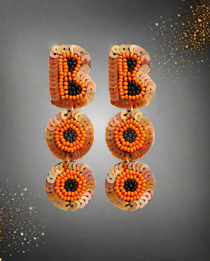 Punk Style Hand Woven Letter Sequins Halloween Earrings