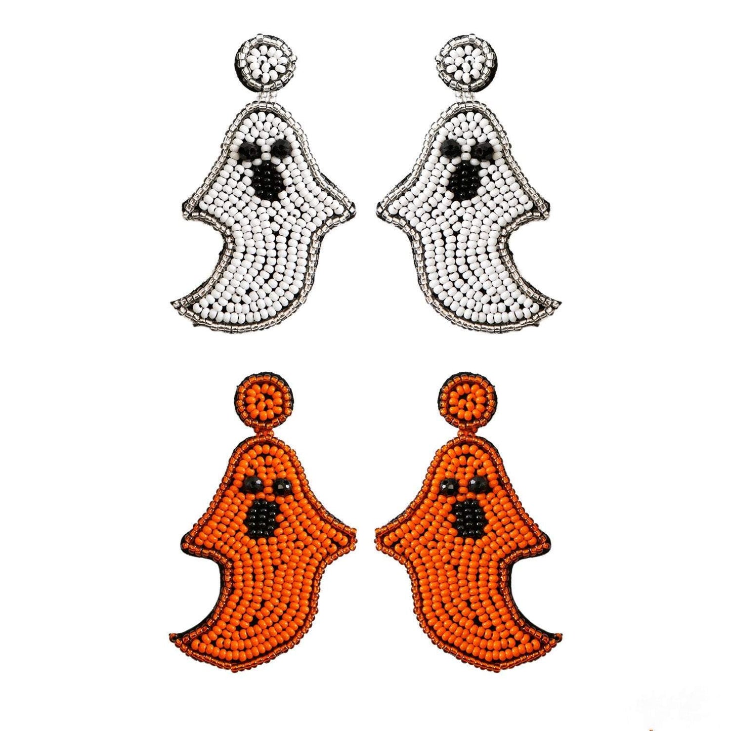 Handmade Woven Ghost Halloween Earrings