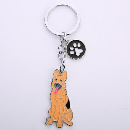 Multicolour Pet Dog Painted Zinc Alloy Keychain