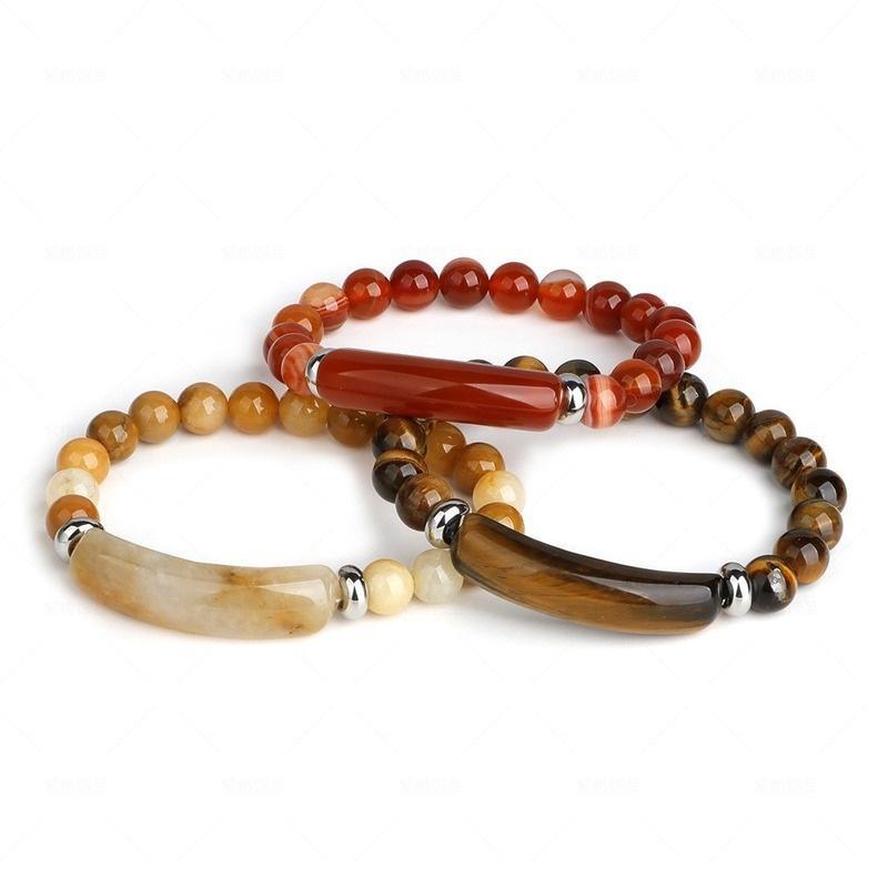 Natural Agate Stone Tiger Eye Stone Obsidian Crystal Bracelet