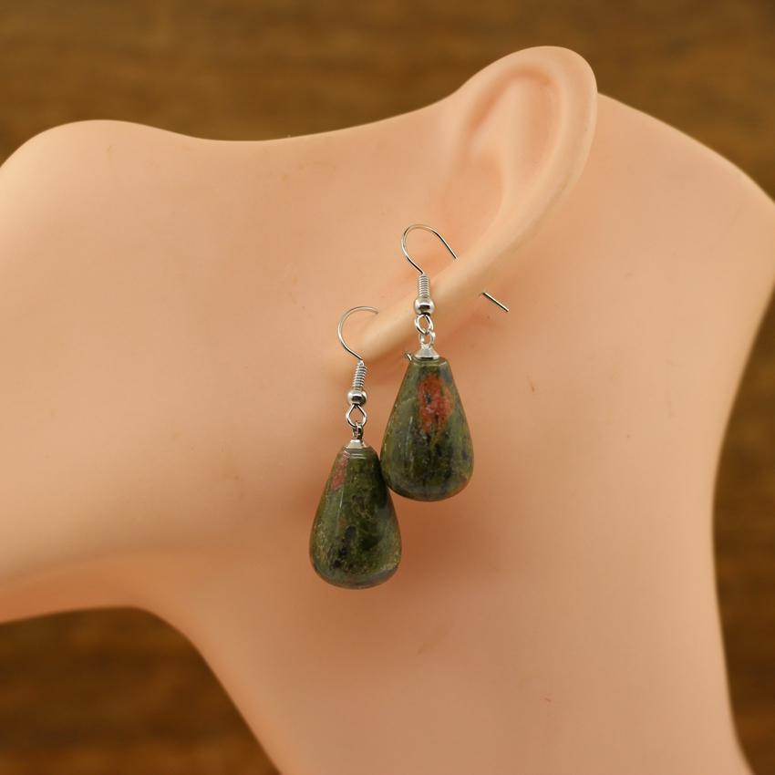 Natural Stone Quartz Tear Water Drop Hook Earring