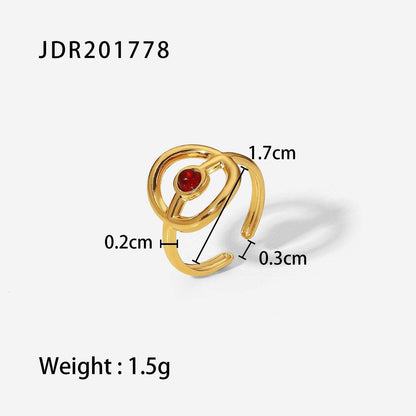 Retro Irregular Gems Do Not Fade Stainless Steel Open Ring