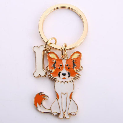 Pet Dog Painted Zinc Alloy Keychain