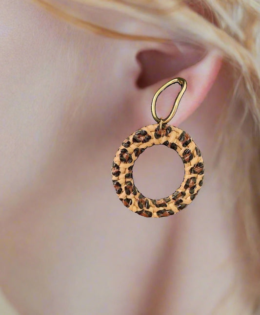 Leopard Print Fashion Hand Woven Earrings