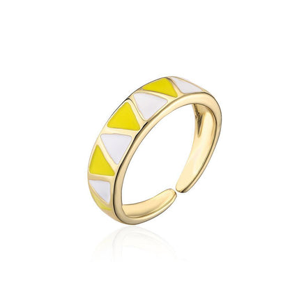 Personalized colour Oil Dripping Geometric Opening Ring